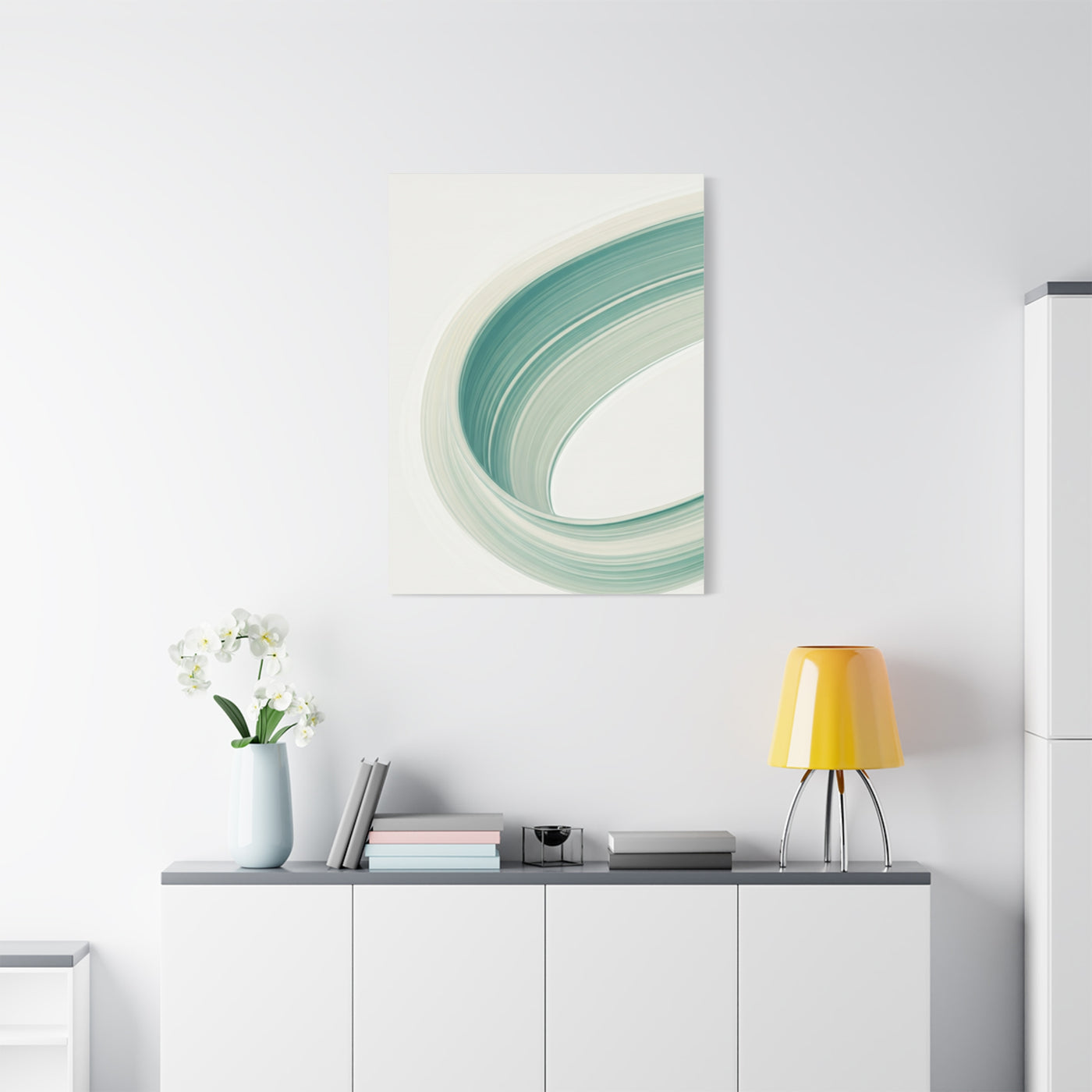 Teal Curve Minimal Abstract Wall Art & Canvas Prints