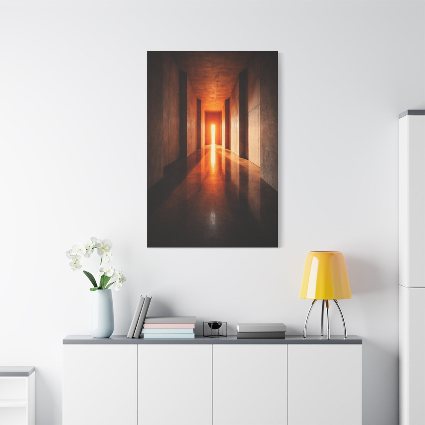 Minimal Orange Light Corridor Wall Art & Canvas Print