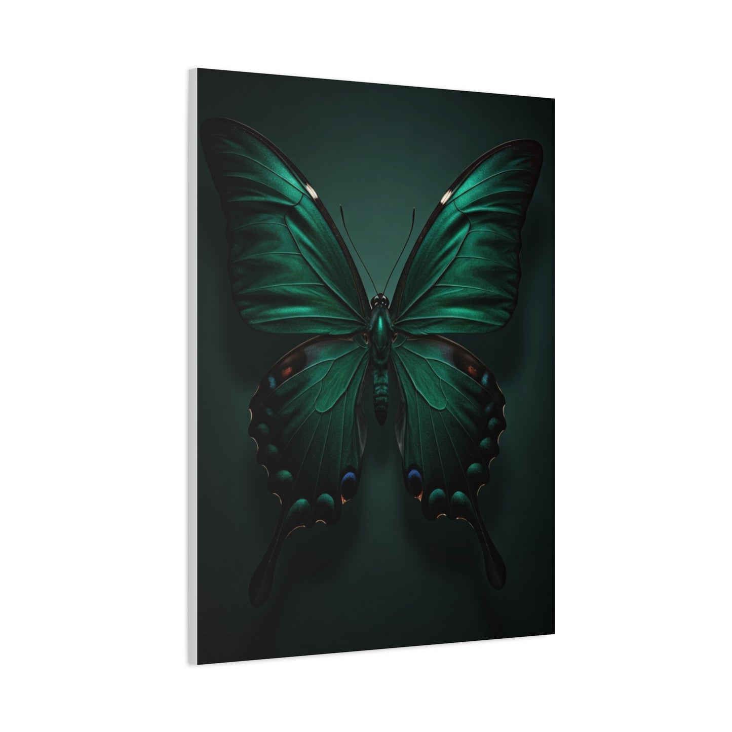 Symmetrical Emerald Butterfly Portrait Wall Art & Canvas Prints
