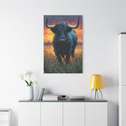 Majestic Bull at Sunset Oil Painting Wall Art & Canvas Print