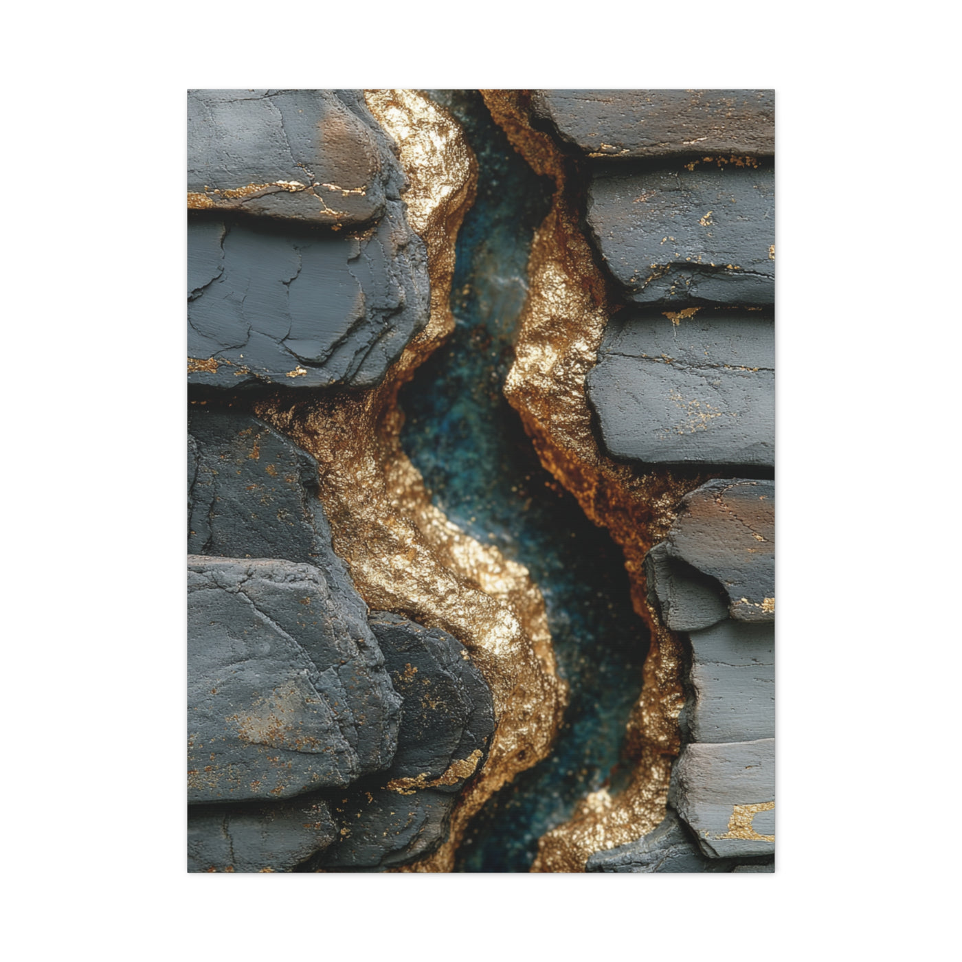 Black and Gold Abstract River Texture Wall Art & Canvas Print