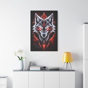 Futuristic Neon Wolf Emblem Geometric Wall Art & Canvas Print