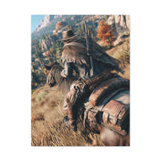 Cowboy Riding Through Mountain Canyon Wall Art & Canvas Print