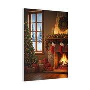 Cozy Christmas Fireplace Evening Wall Art & Canvas Print