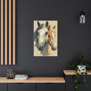 Dual Horse Portrait Sketch Wall Art & Canvas Print