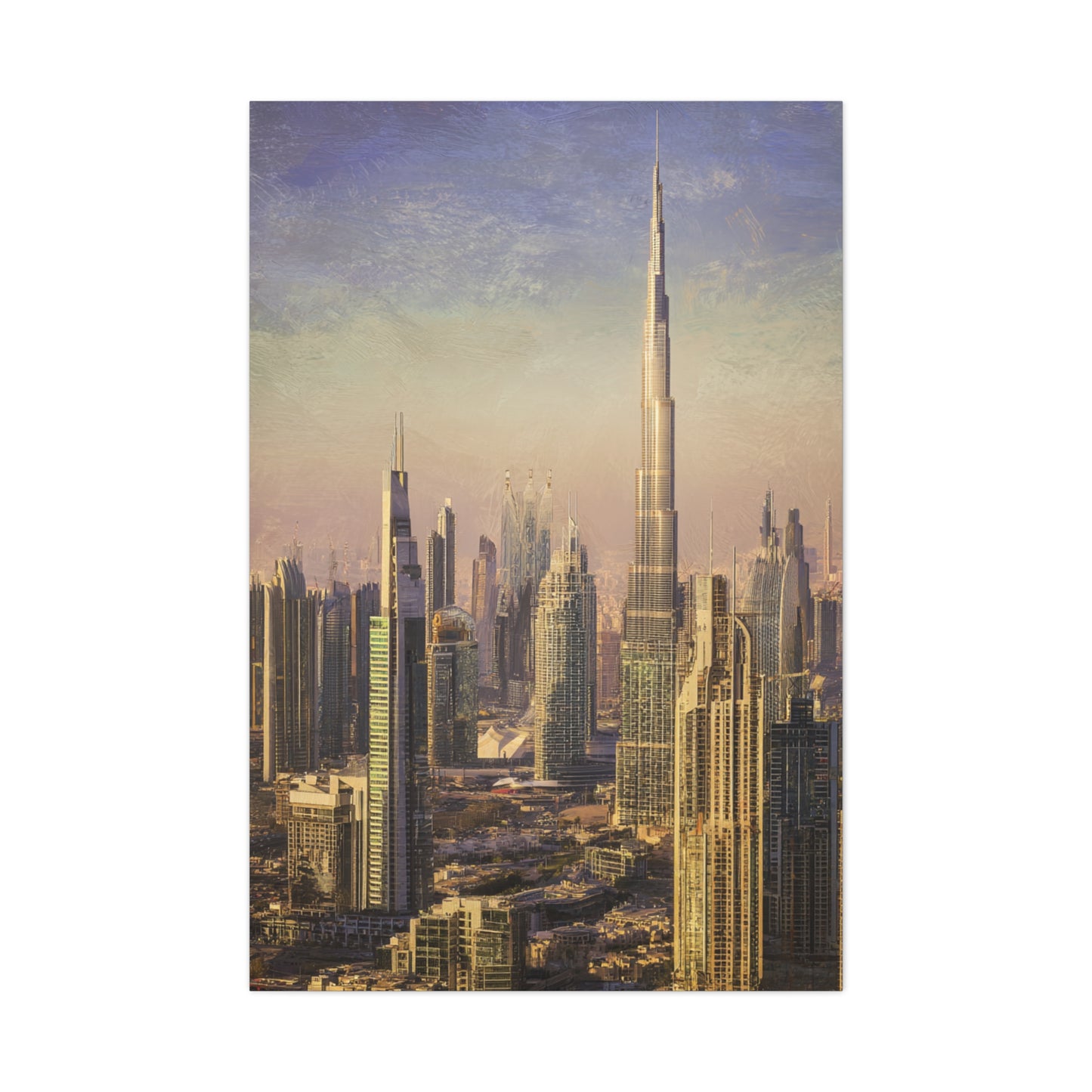 Dubai Skyline Golden Sunset Elegance Wall Art & Canvas Print