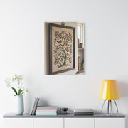 Framed Folk Tree Embroidery Study Wall Art & Canvas Print