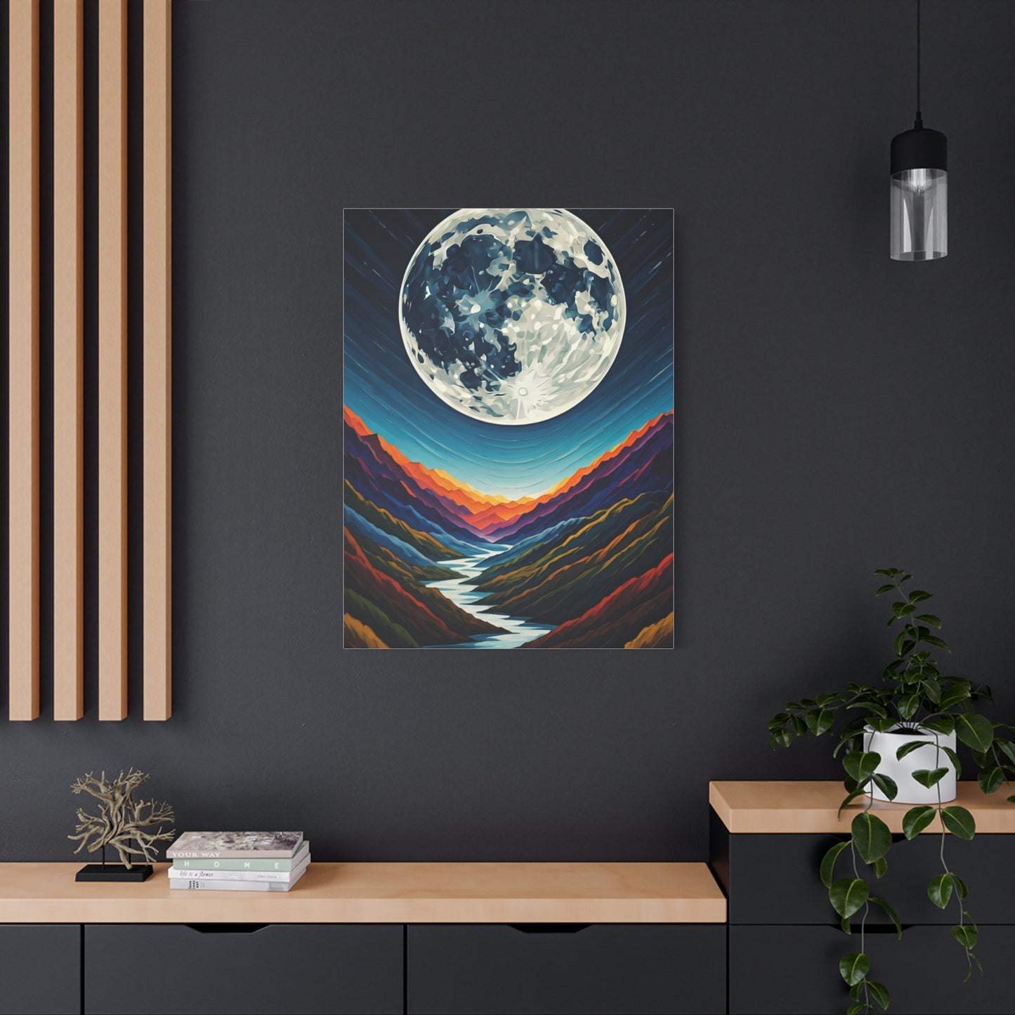 Midnight Moonlit Peaks Wall Art & Canvas Print