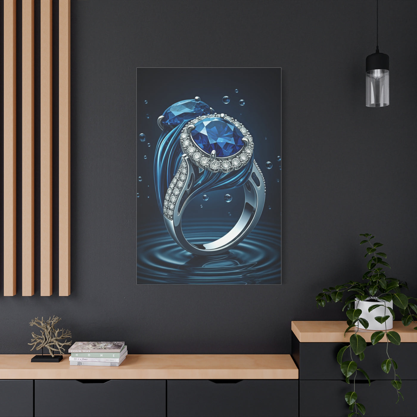 Blue Sapphire Ring in Deep Water Wall Art & Canvas Prints