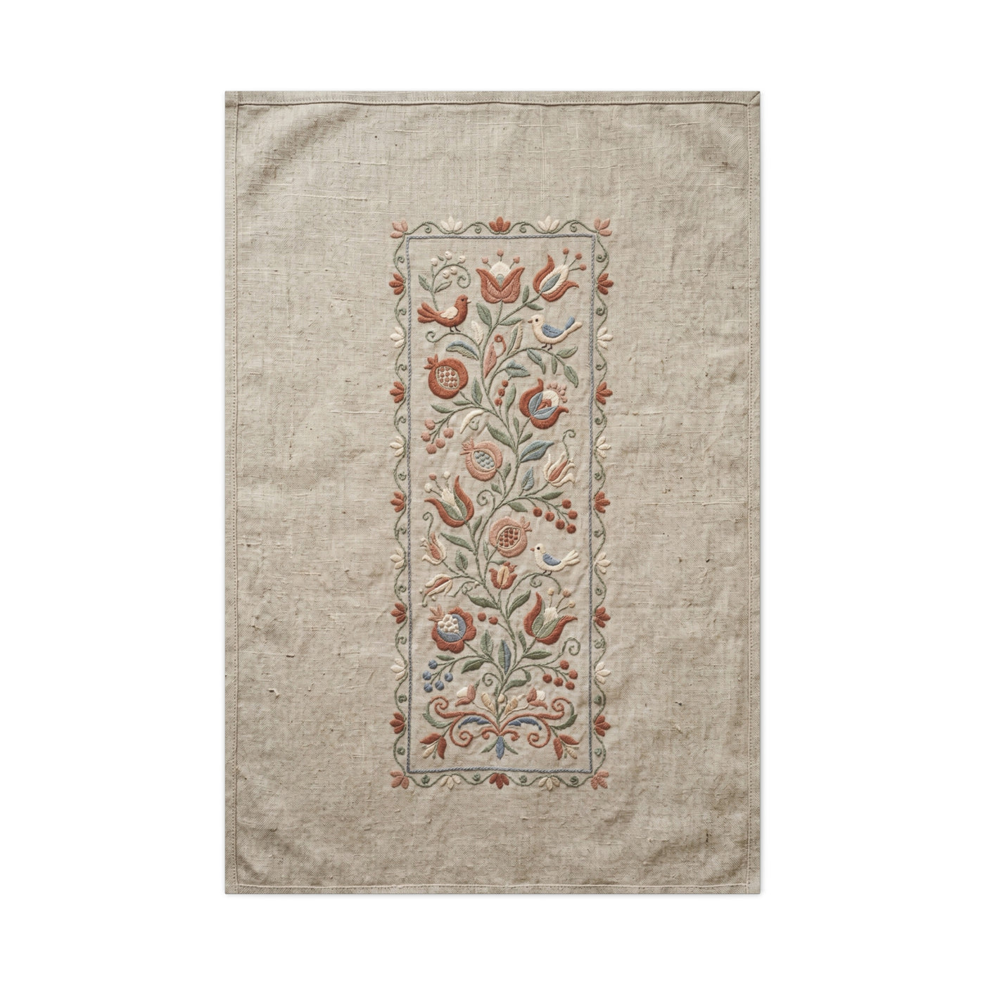 Rustic Folk Botanical Embroidery Strip Wall Art & Canvas Print