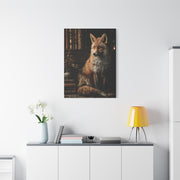 Dark Academia Fox Library Portrait Wall Art & Canvas Print
