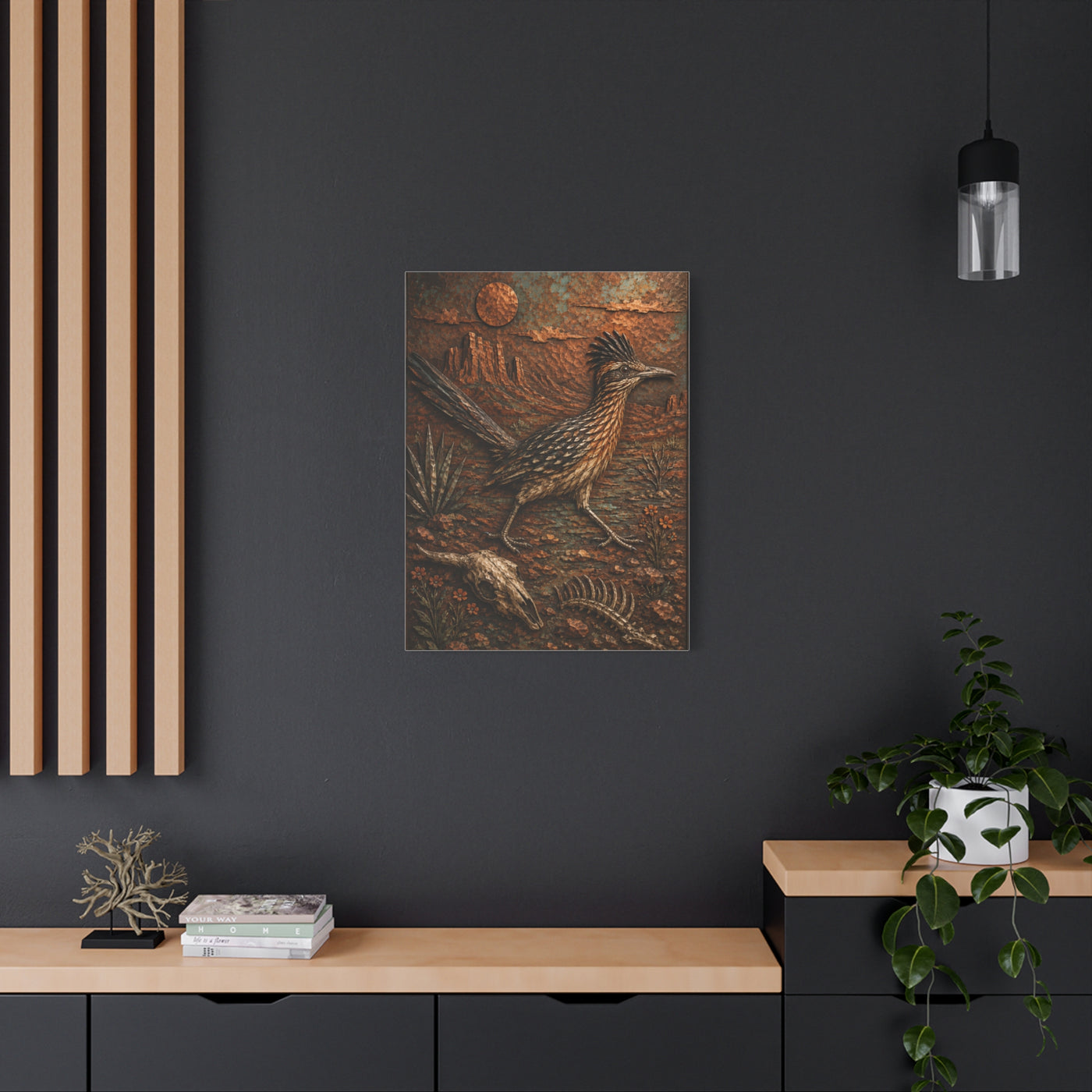 Hammered Copper Roadrunner Southwest Wall Art & Canvas Print