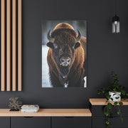 Minimalist American Bison Portrait on Light Background Wall Art & Canvas Print