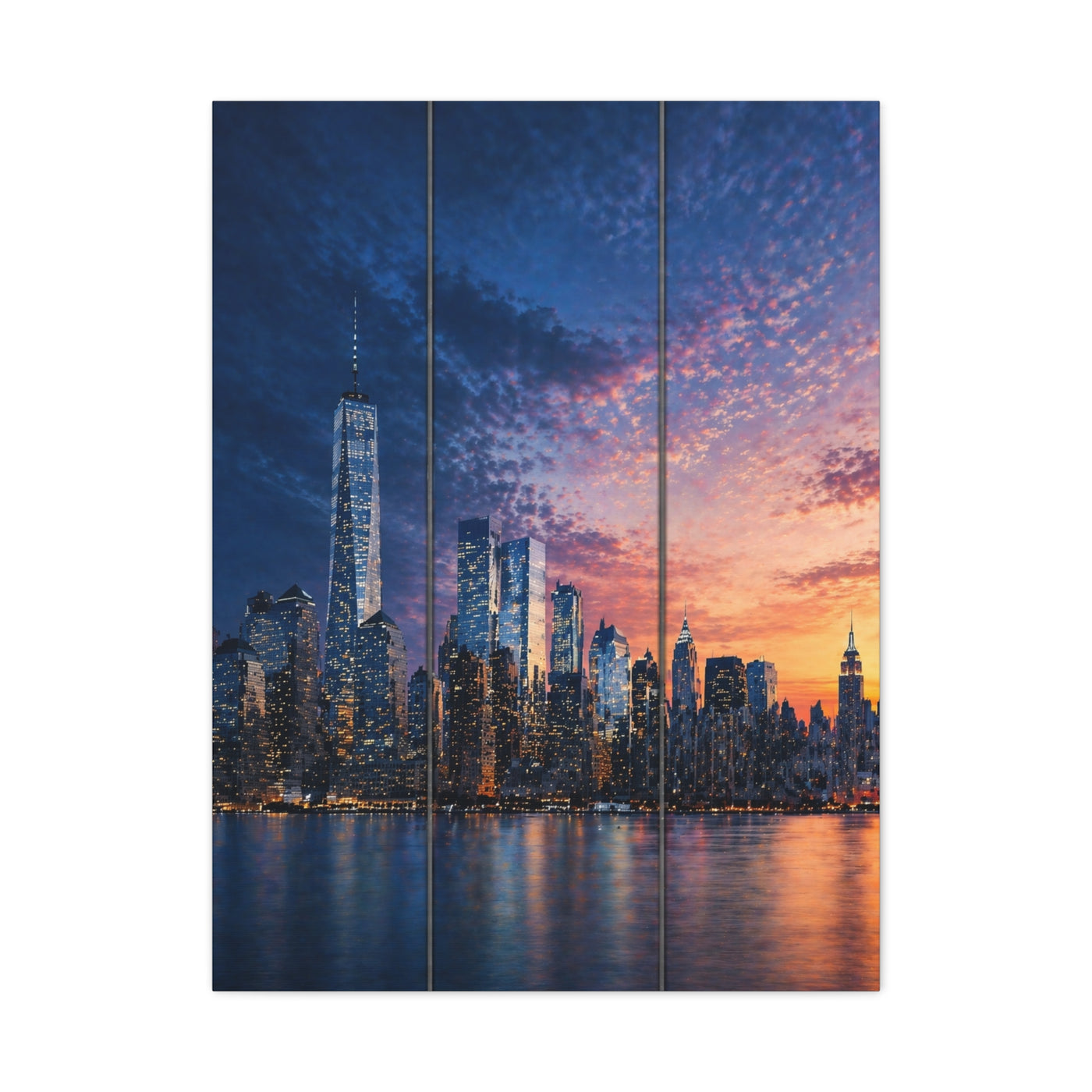 Blue Hour Skyline Triptych Wall Art & Canvas Print