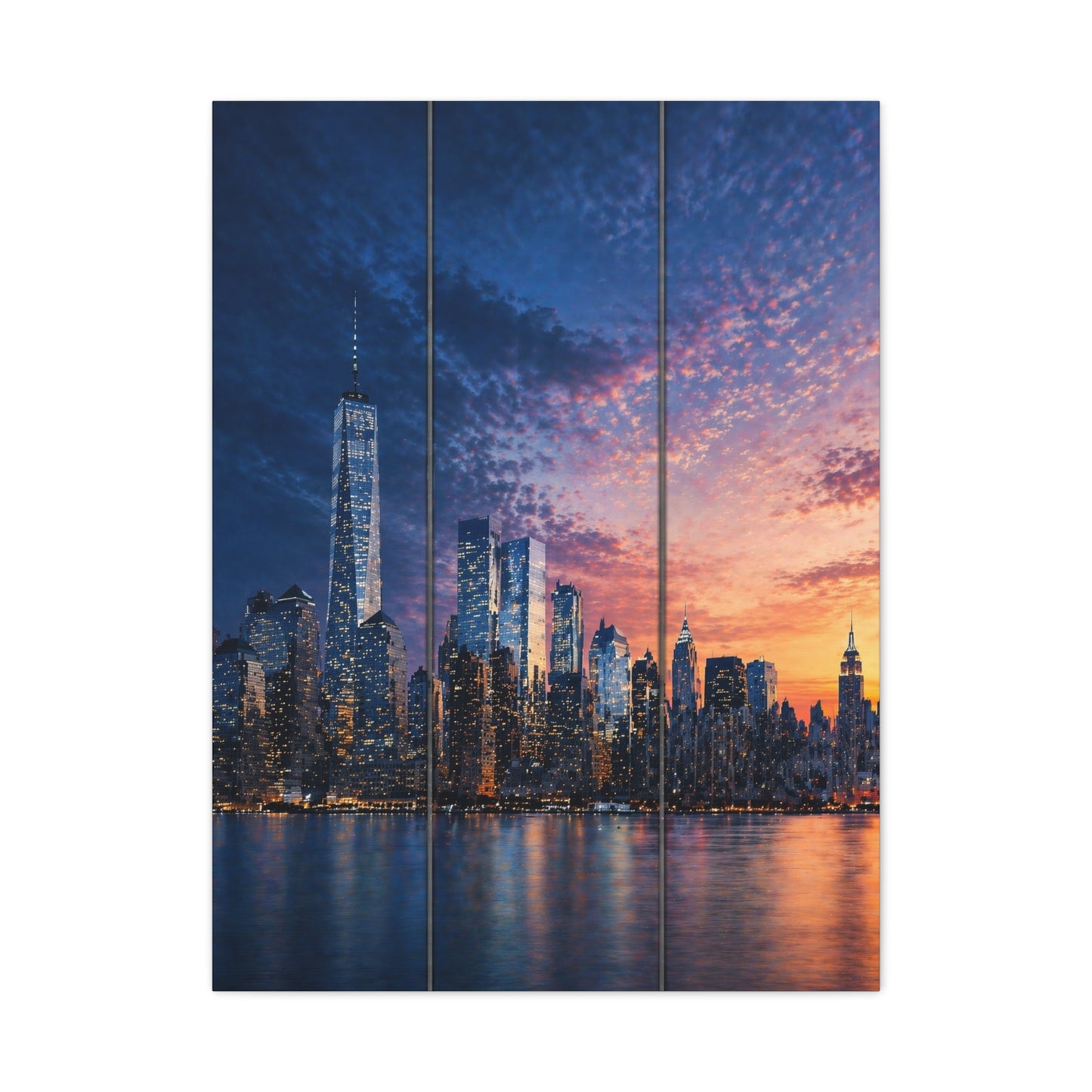 Blue Hour Skyline Triptych Wall Art & Canvas Print