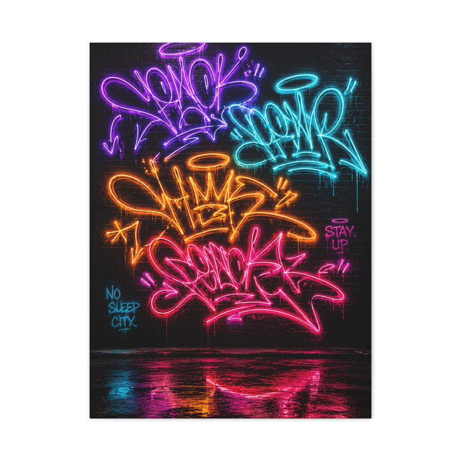 Neon Graffiti Tags Urban Glow Street Wall Art & Canvas Print