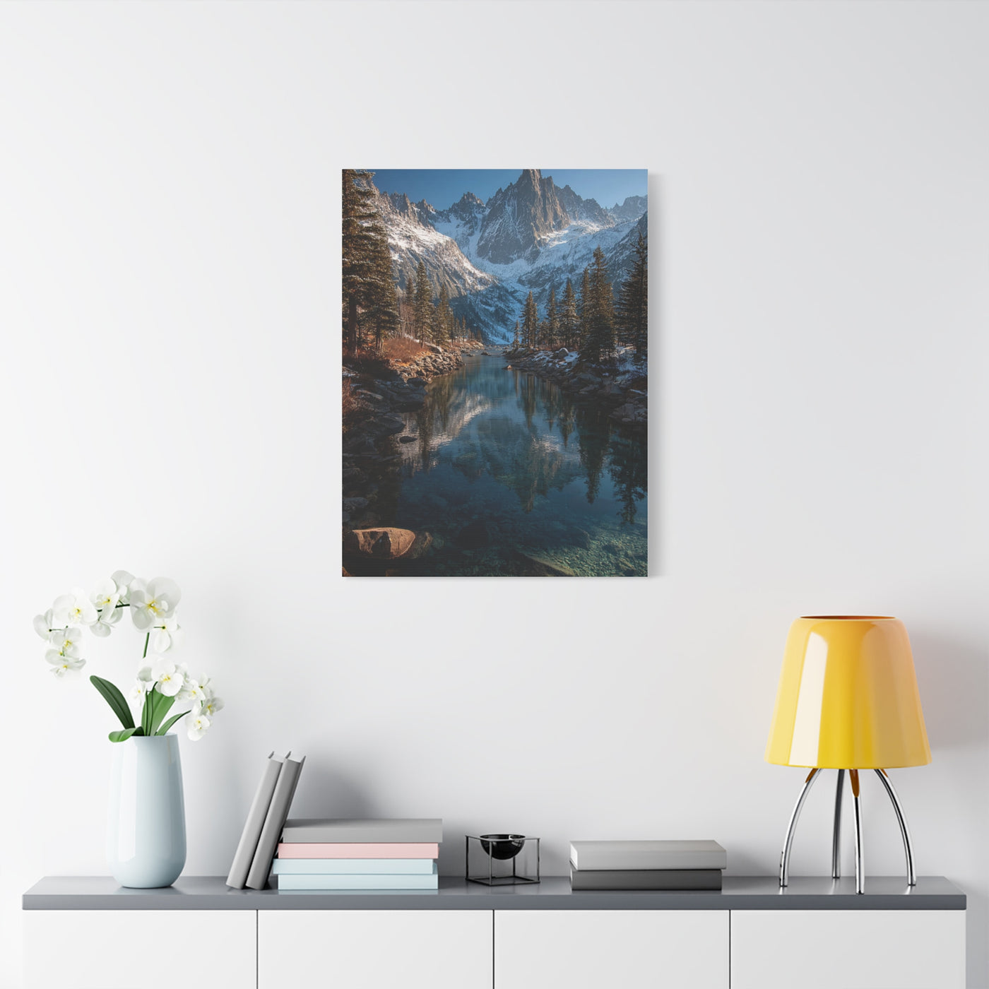 Serene Alpine Lake Reflection Wall Art & Canvas Print