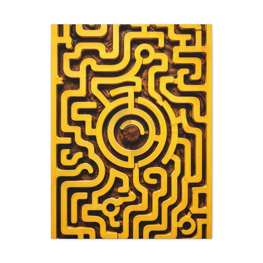 Interactive Yellow Maze Geometric Panel Wall Art & Canvas Print