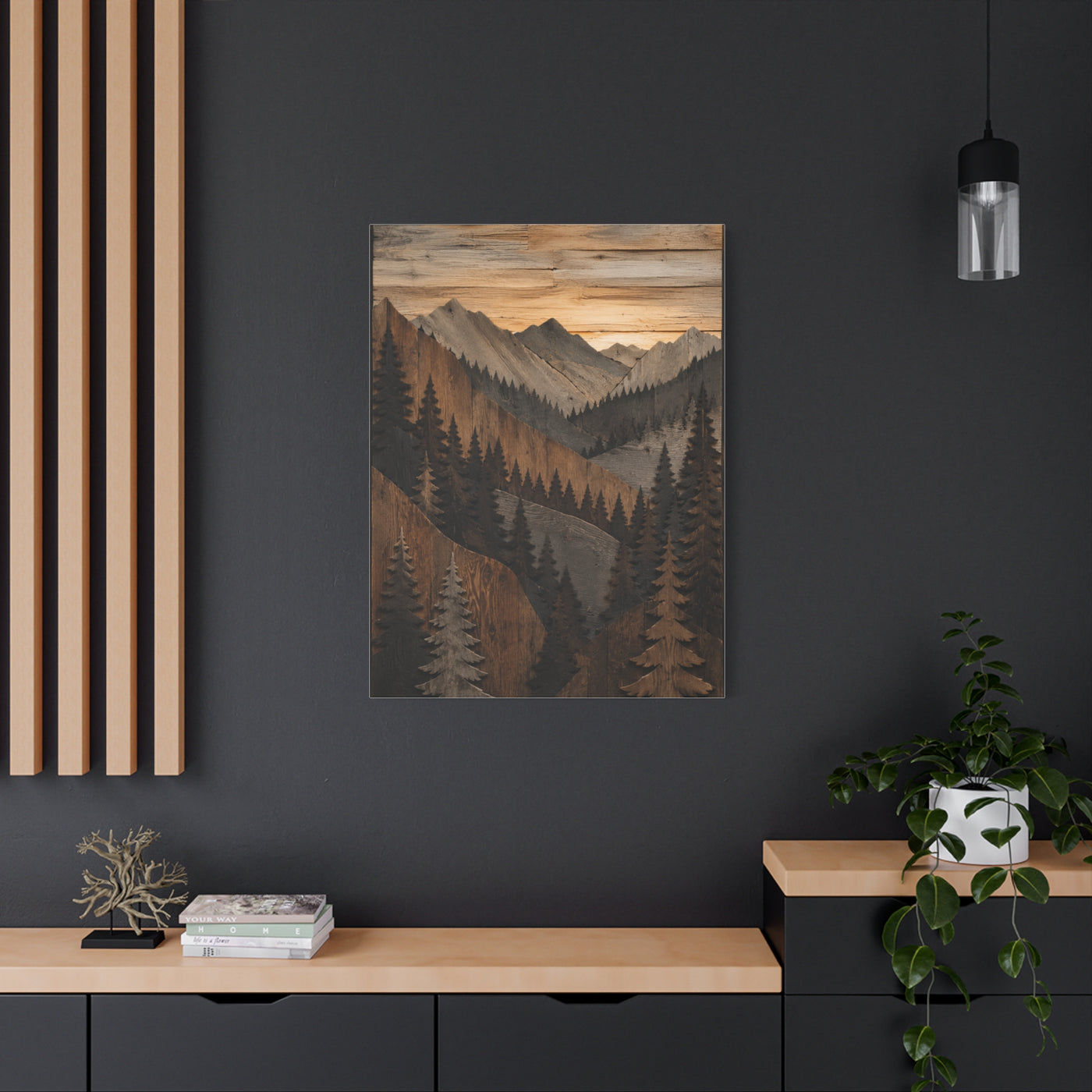 Layered Wood Mountain Forest Relief Trees Wall Art & Canvas Print