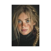 Blonde Muse Garnet Earring Portrait Wall Art & Canvas Print