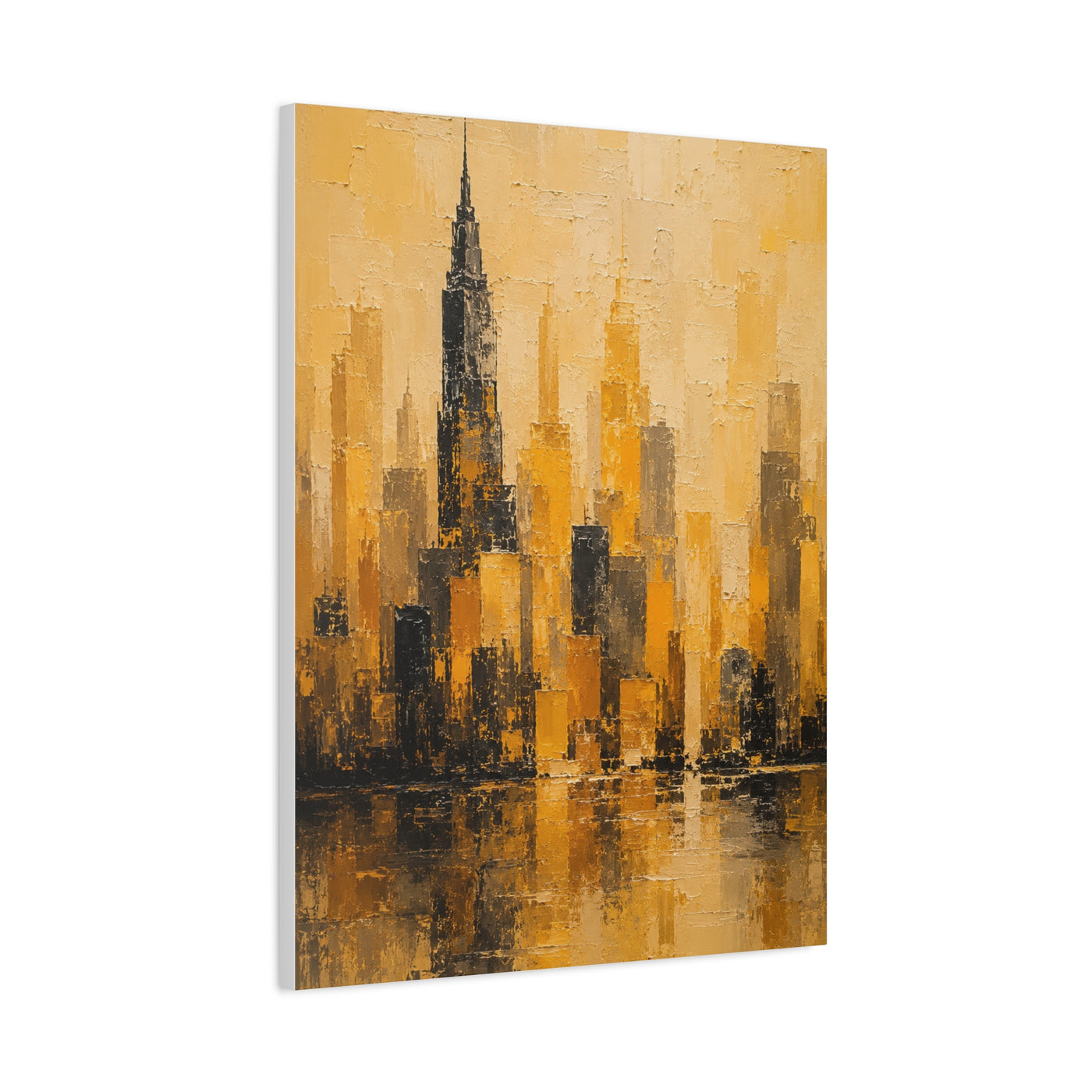 Yellow Cityscape Textured Skyline Abstract Wall Art & Canvas Print