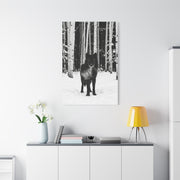Snow Forest Black Wolf Minimal Scene Wall Art & Canvas Print