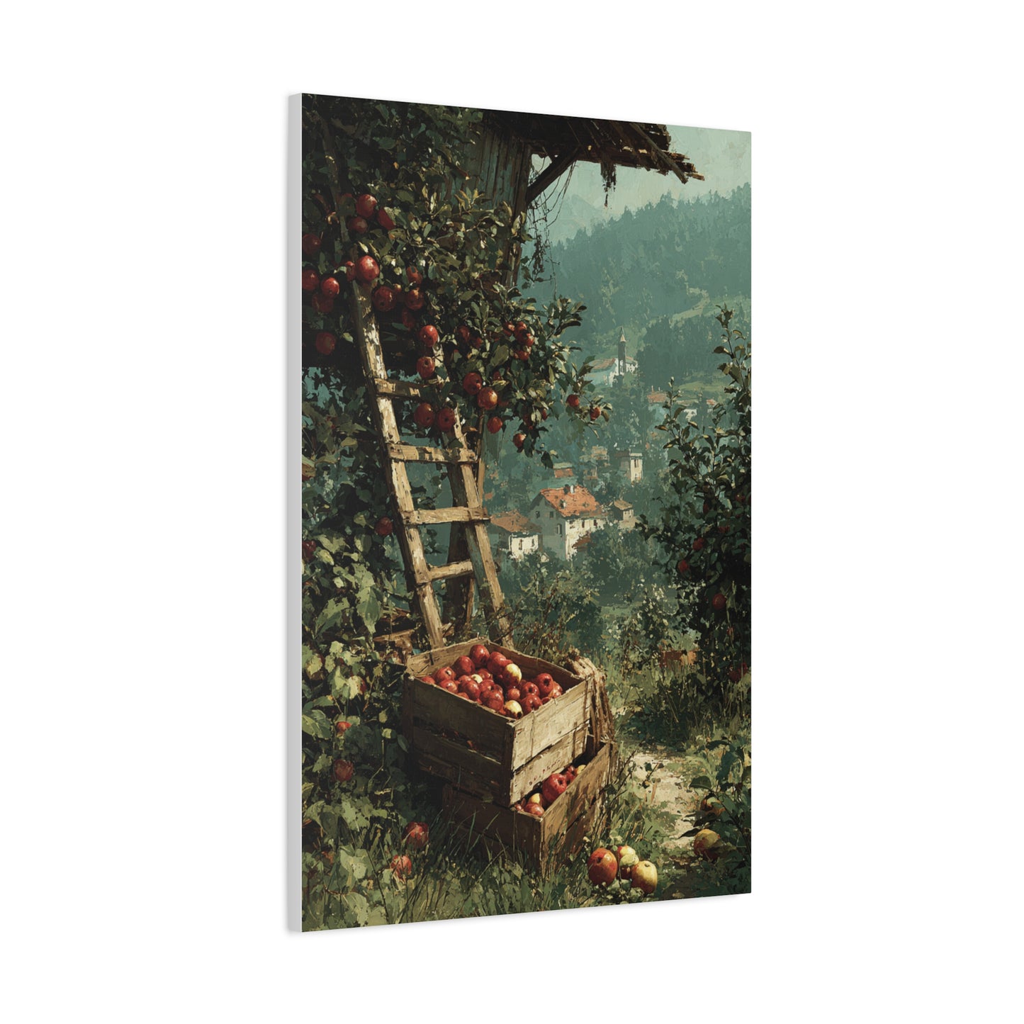 Apple Orchard Harvest Scene Wall Art & Canvas Print