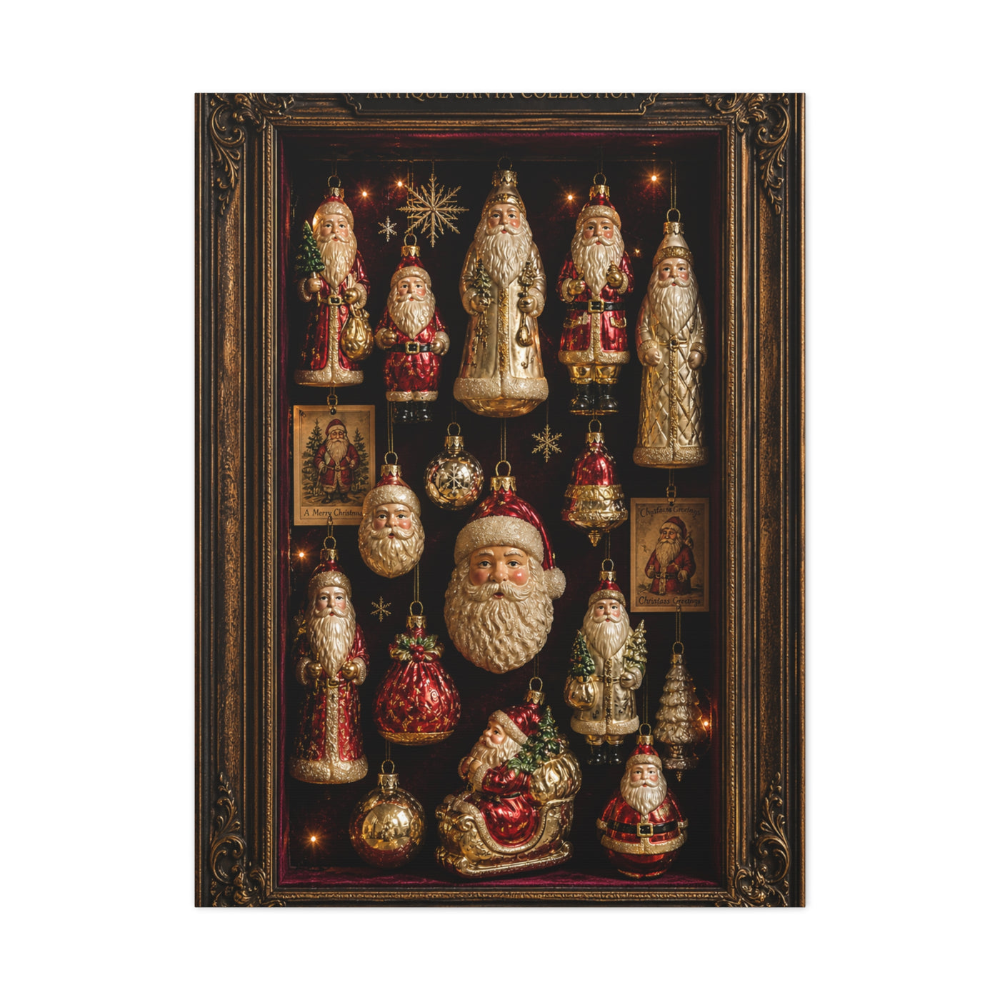 Antique Glass Santa Ornament Shadowbox Wall Art & Canvas Print