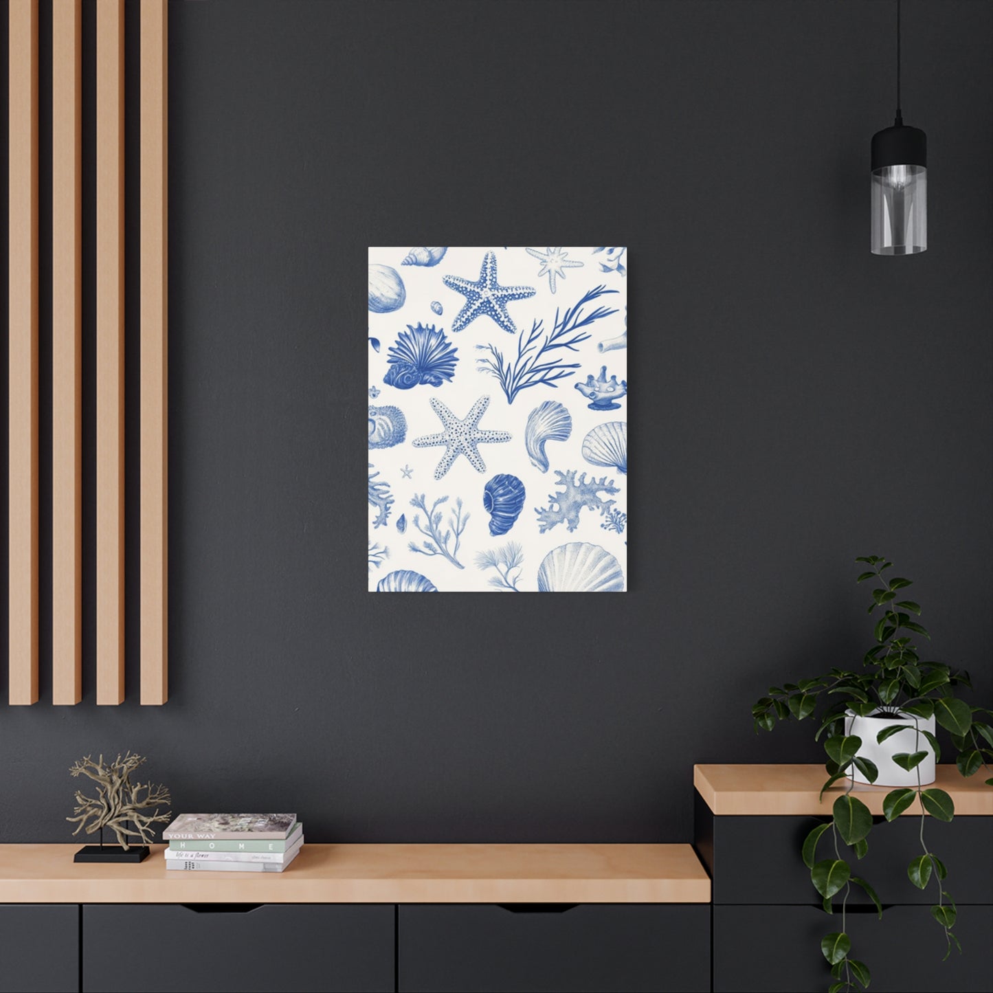 Beautiful Blue Shell Shapes Wall Art & Canvas Prints