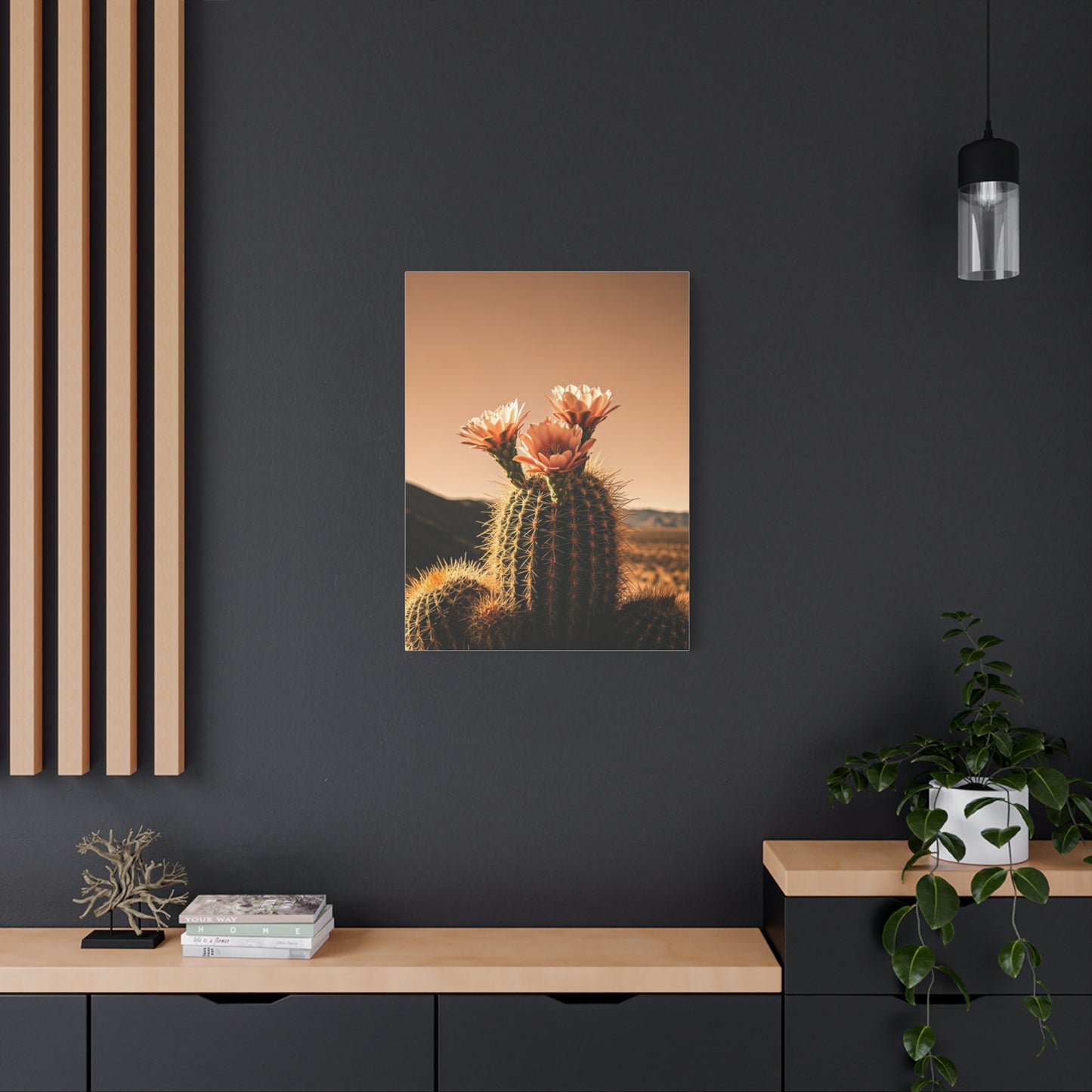 Desert Barrel Cactus Bloom at Sunset Wall Art & Canvas Prints