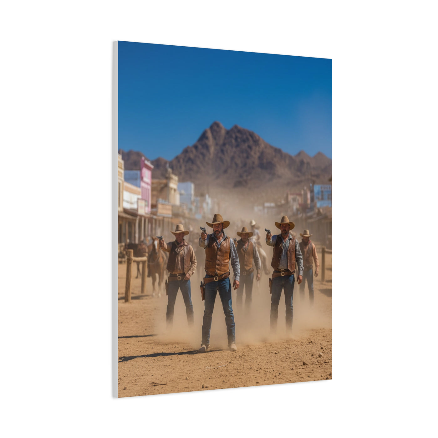 Frontier Gunslingers Western Street Standoff Wall Art & Canvas Print