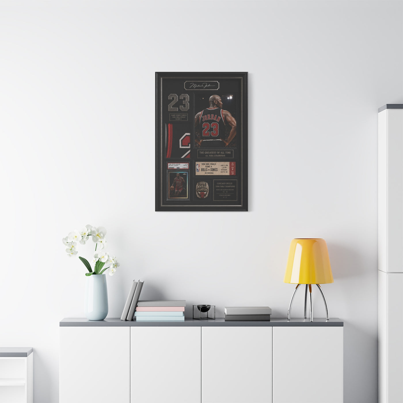 Michael Jordan Championship Memorabilia Sports Wall Art & Canvas Print