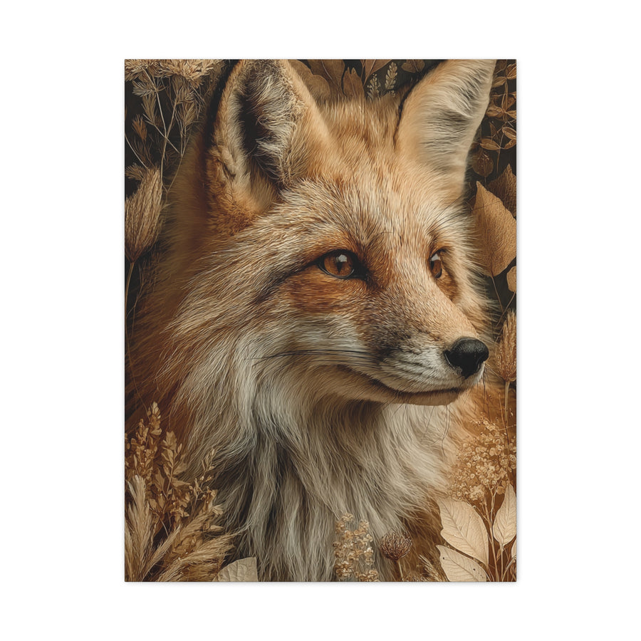 Neutral Botanical Fox Portrait Wall Art & Canvas Print