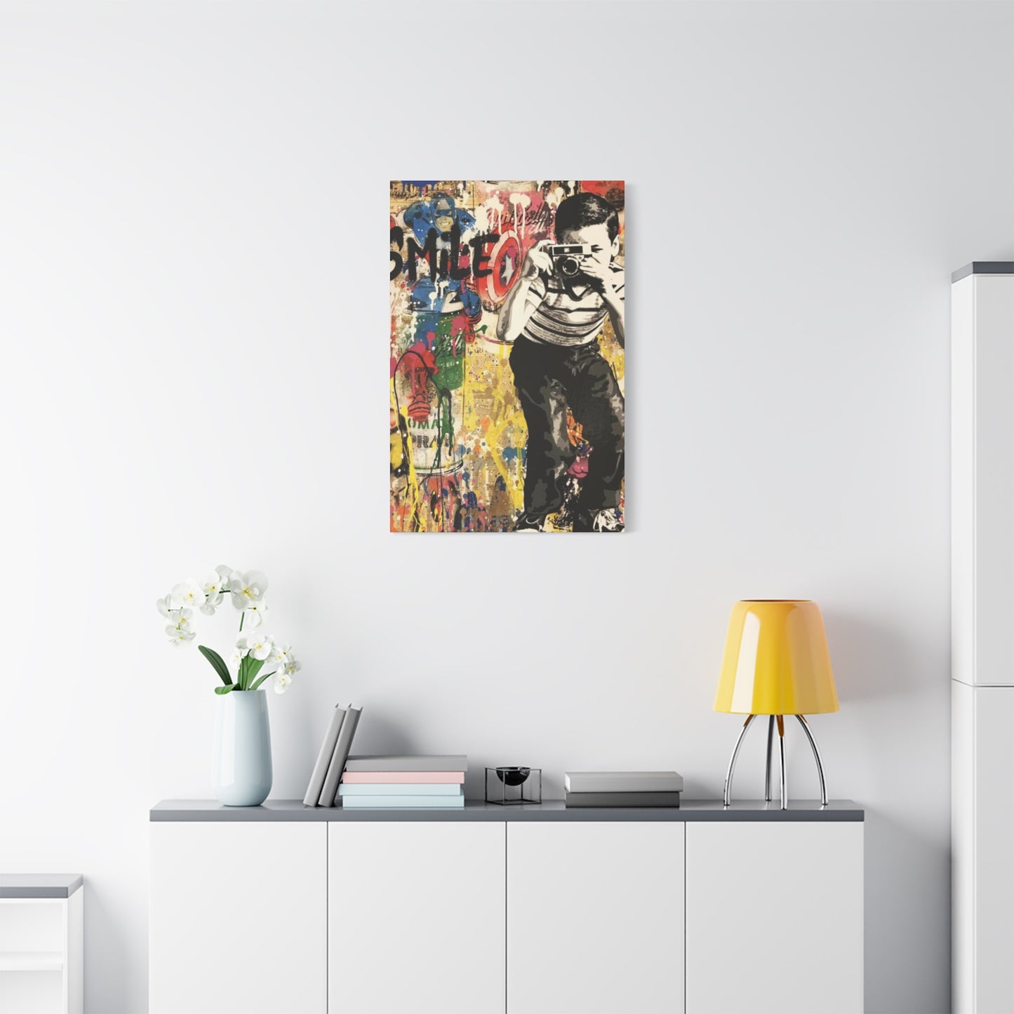 Smile Abstract Painting Mixed Media Wall Art & Canvas Prints