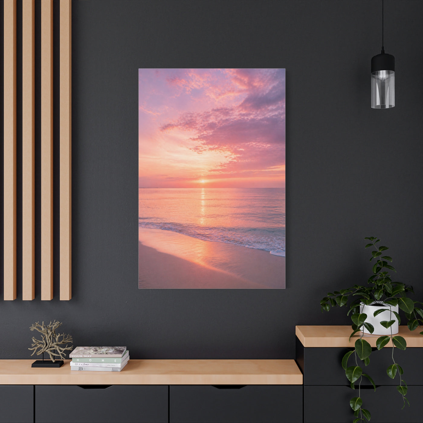 Blush Coastal Sunset Horizon Wall Art & Canvas Print
