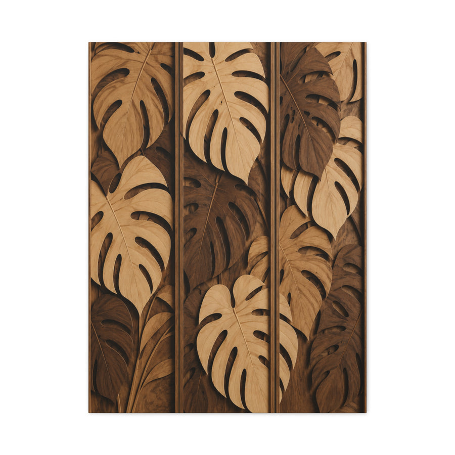 Layered Monstera Wood Panel Tropical Wall Art & Canvas Print