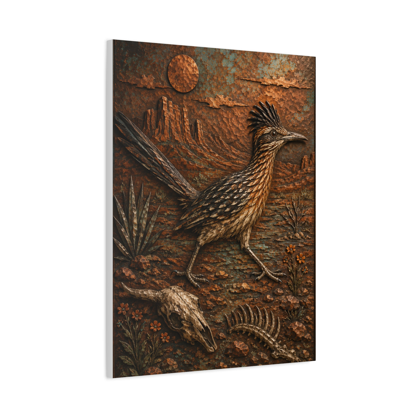 Hammered Copper Roadrunner Southwest Wall Art & Canvas Print