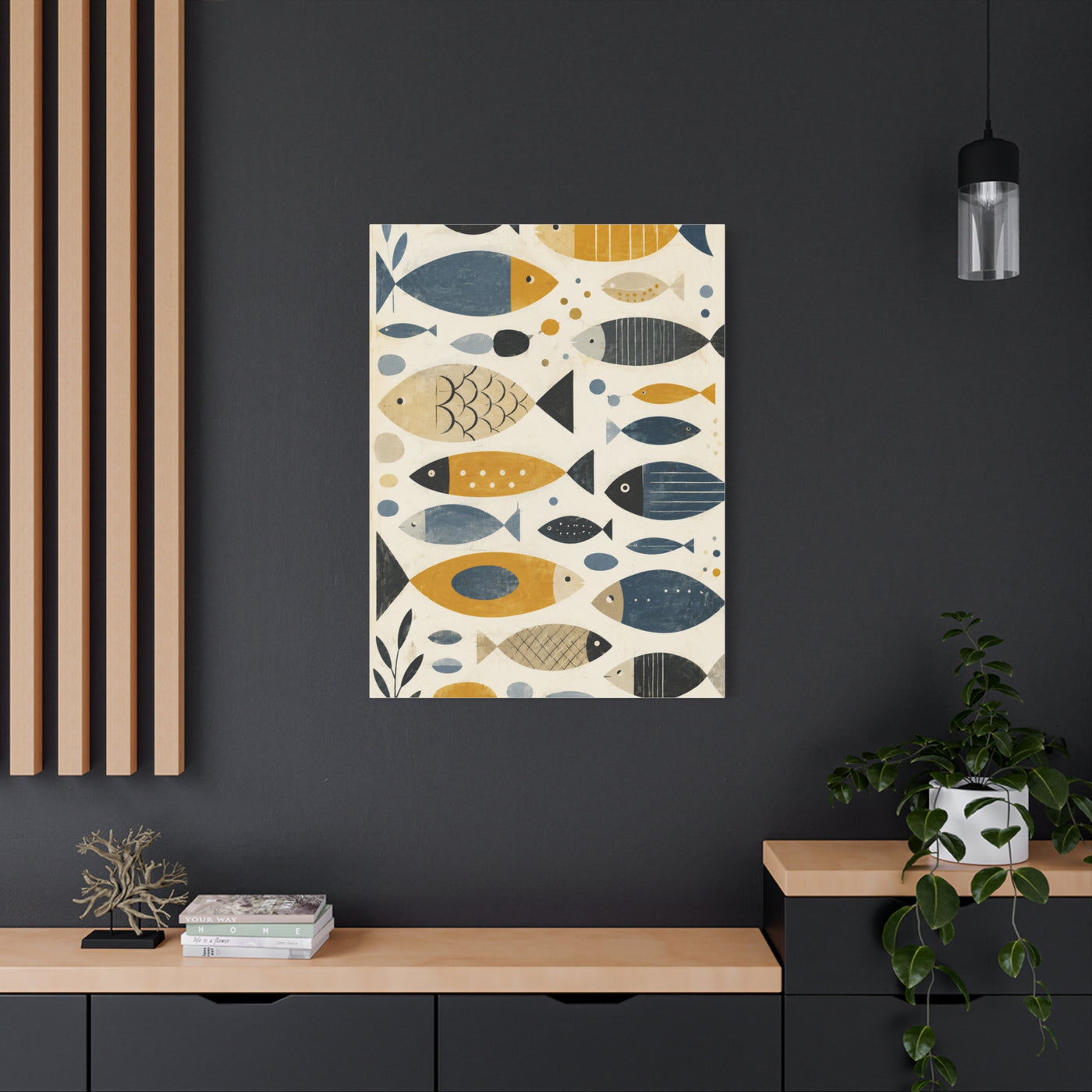 Scandinavian Abstract Fish Pattern Composition Wall Art & Canvas Print