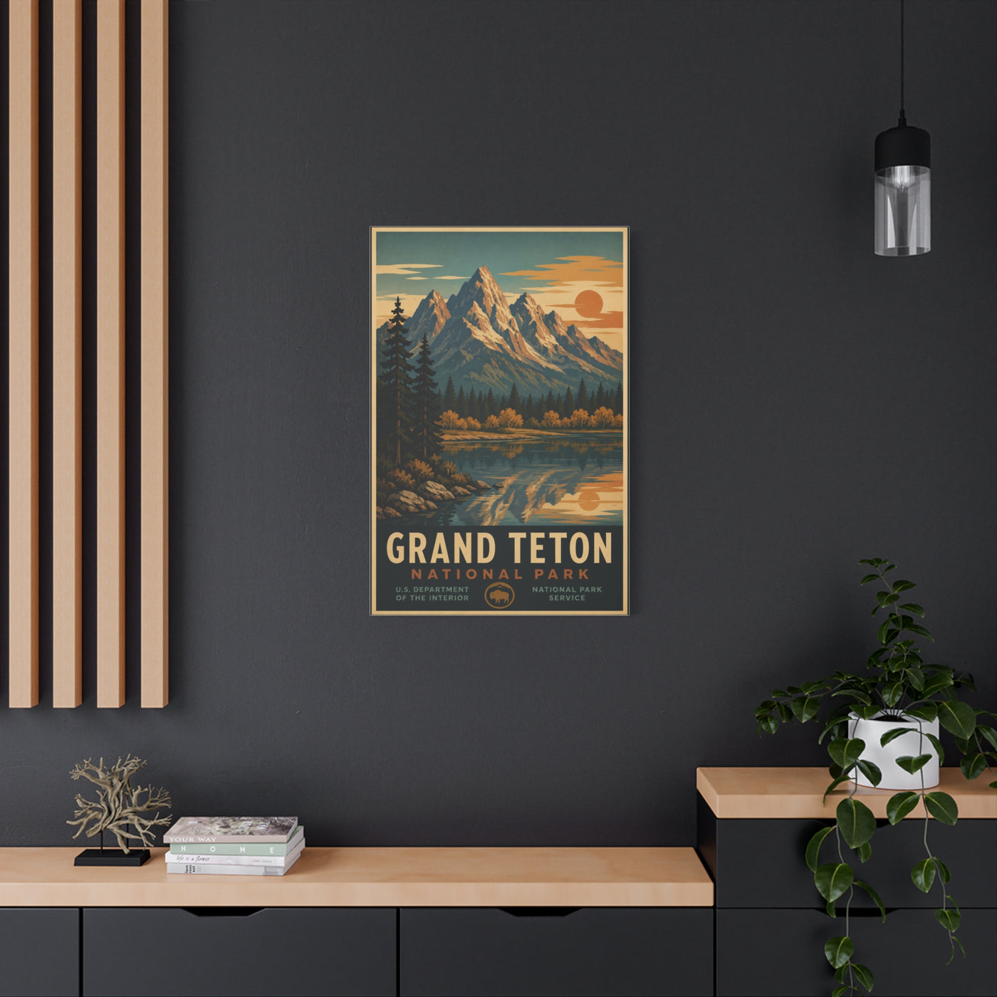 Grand Teton Vintage National Park Poster Wall Art & Canvas Print