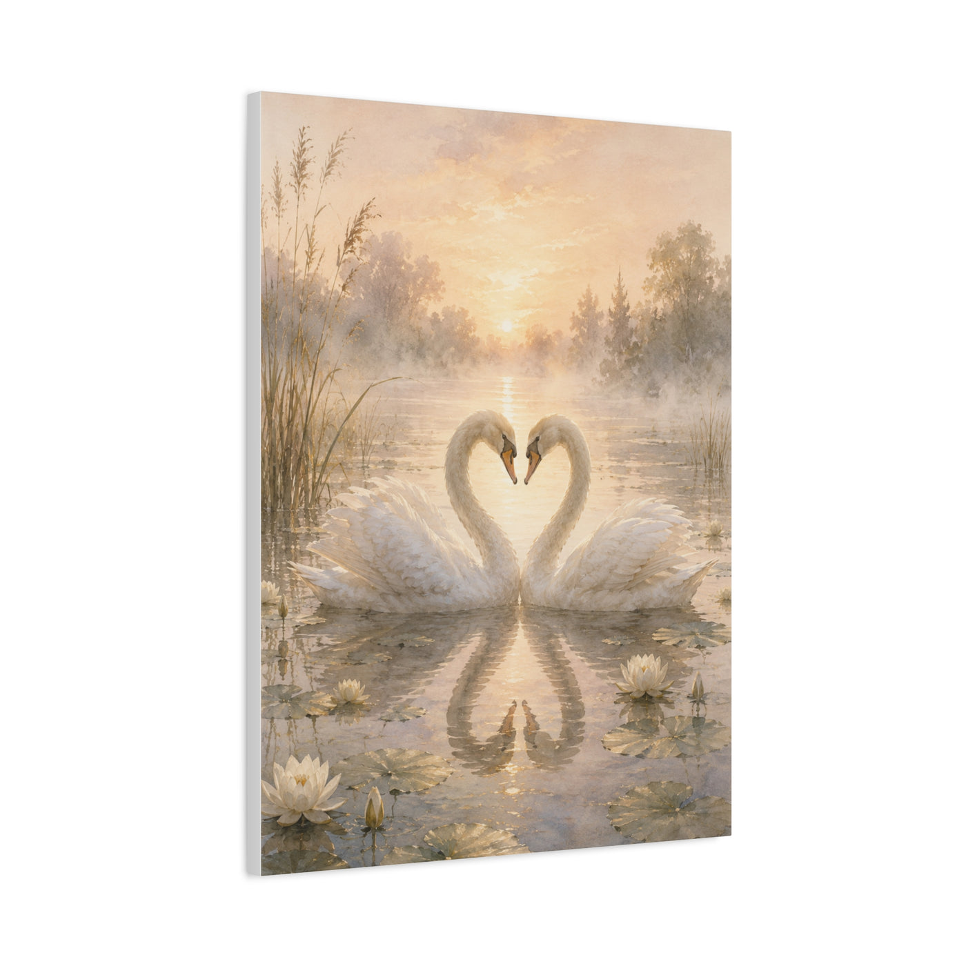 Ethereal Swan Devotion Sunrise Wall Art & Canvas Print