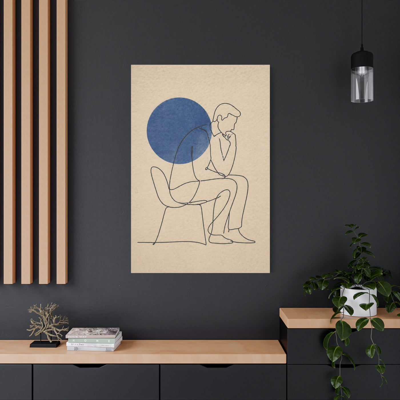 Modern Thinker Line Study Wall Art & Canvas Print