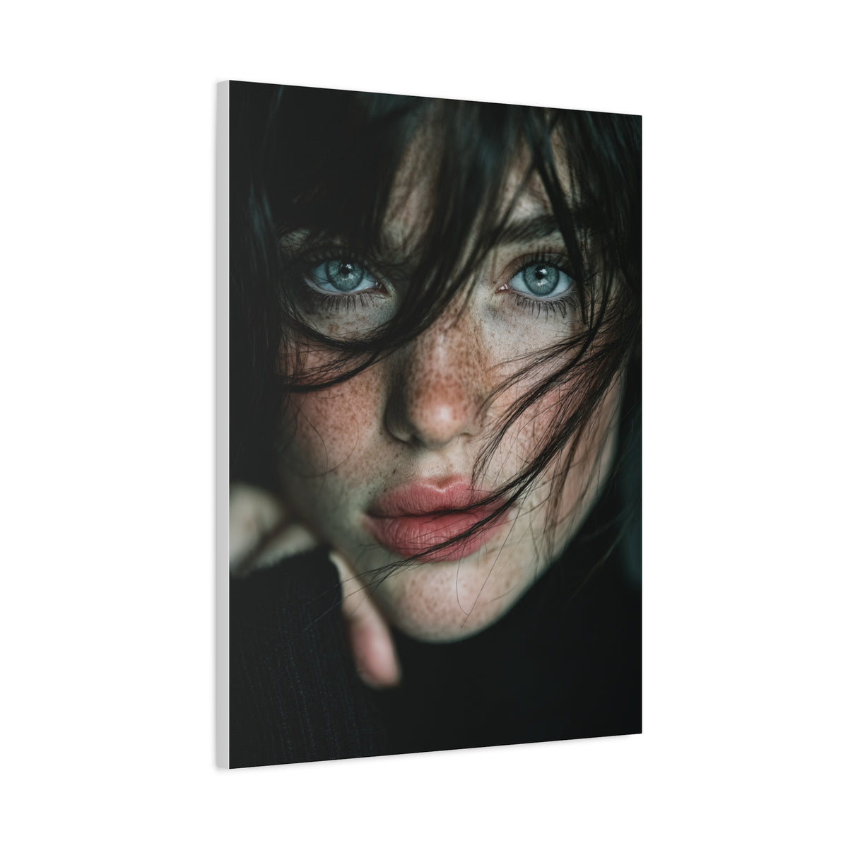 Wind-Swept Freckled Muse Portrait Wall Art & Canvas Print