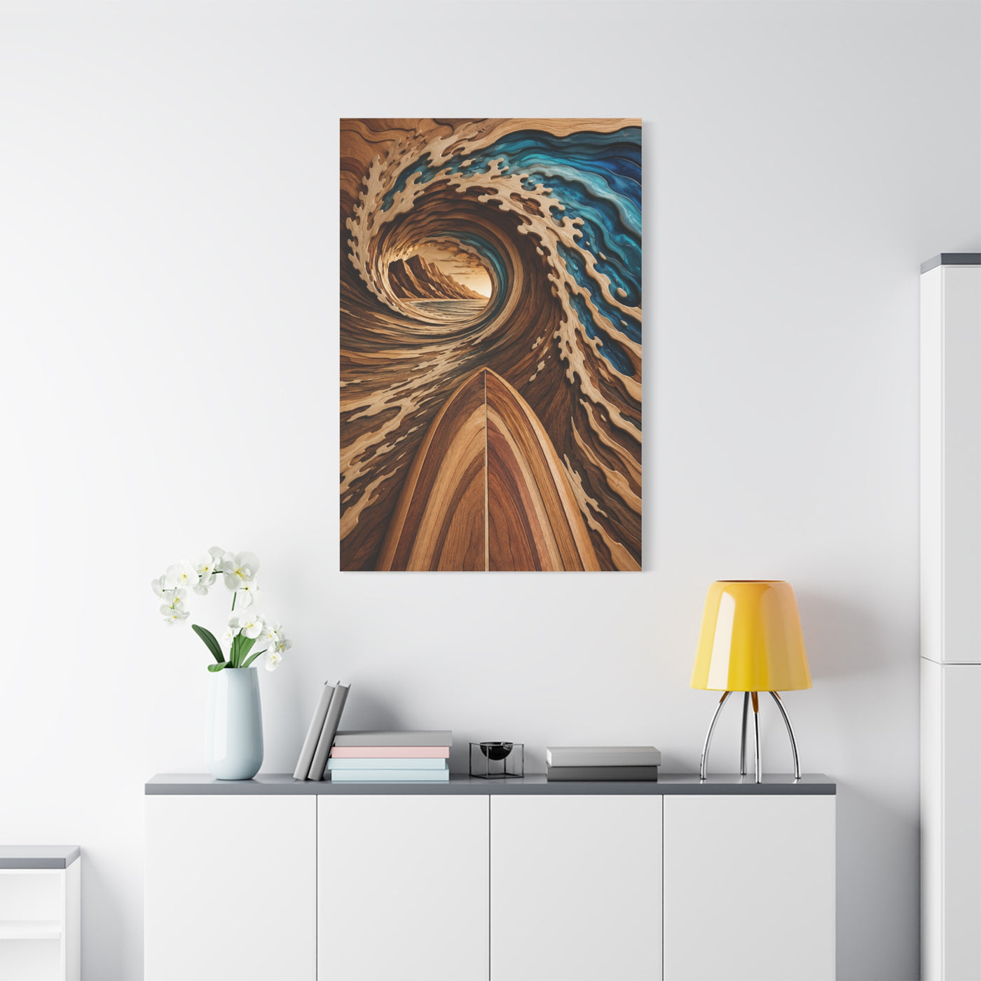 Surfboard Perspective Wooden Wave Tunnel Wall Art & Canvas Print