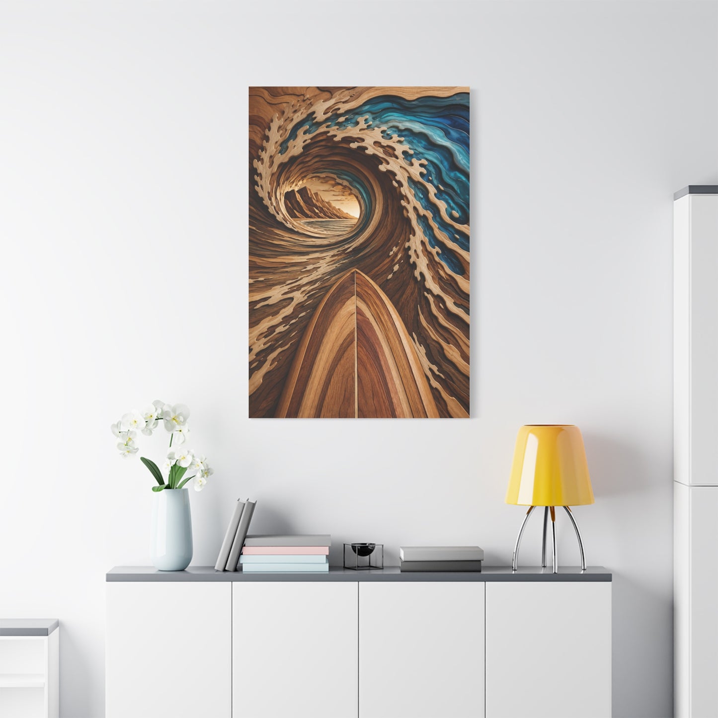 Surfboard Perspective Wooden Wave Tunnel Wall Art & Canvas Print