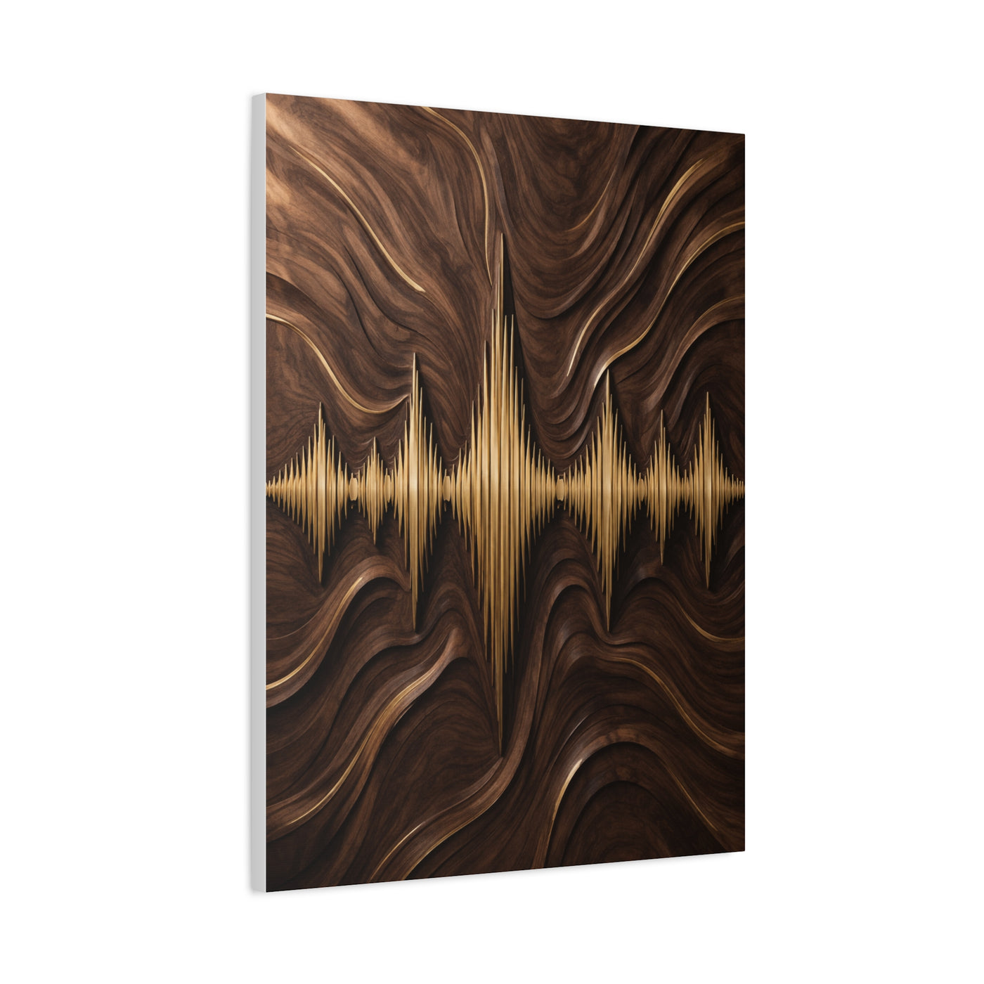 Golden Acoustic Wave Woodgrain Wall Art & Canvas Print