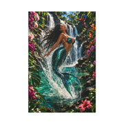 Tropical Waterfall Mermaid Escape Wall Art & Canvas Print