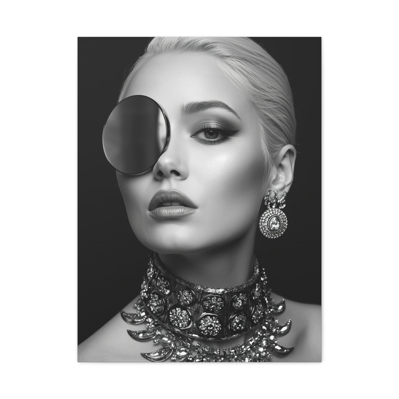 Monochrome Luxury Disc Portrait Wall Art & Canvas Print