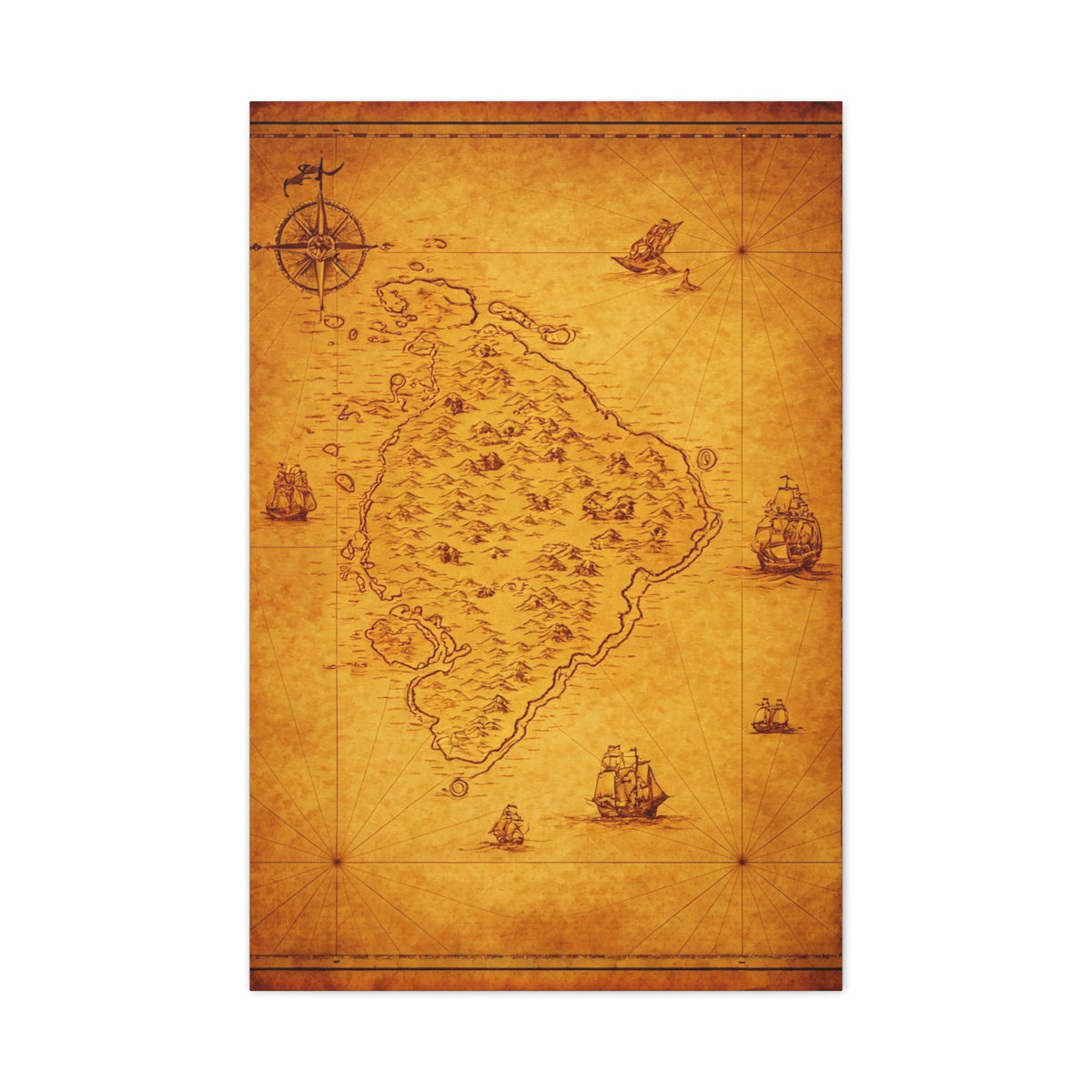 Old Pirate Island Chart Wall Art & Canvas Prints