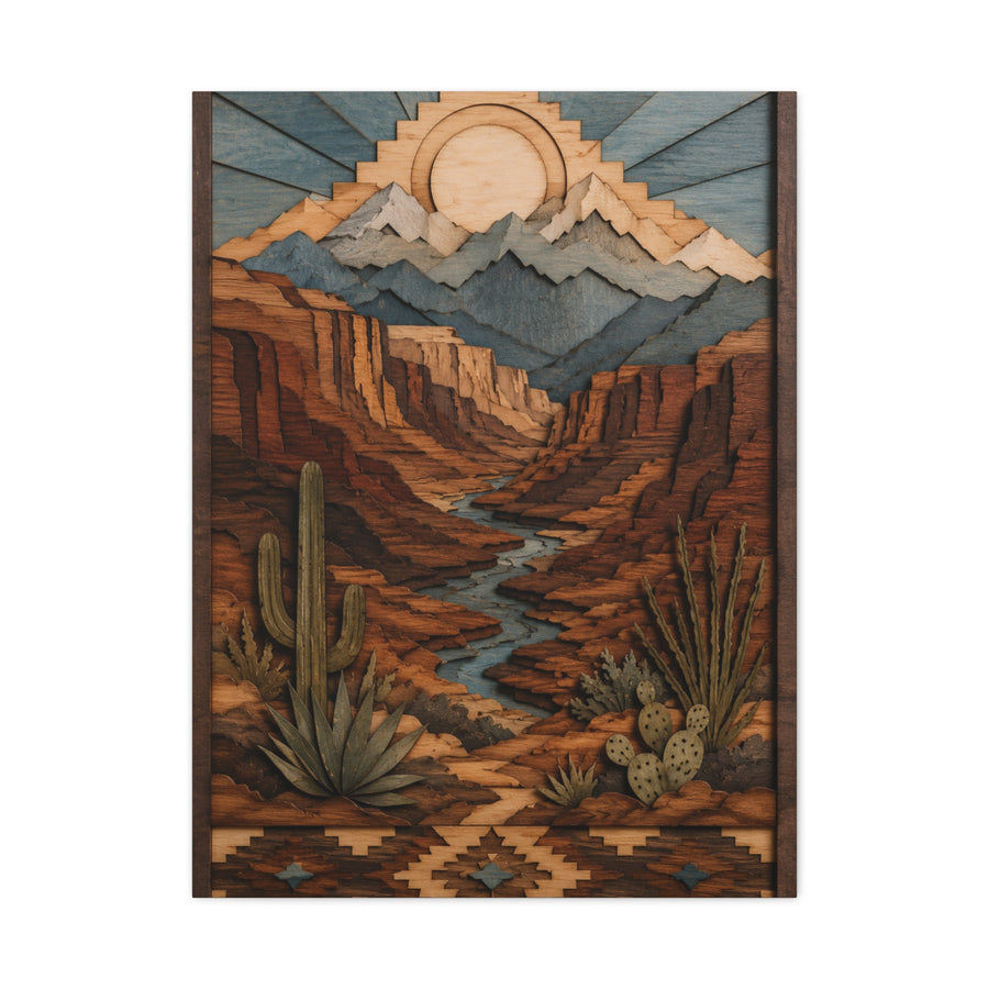 Layered Canyon Wood Mosaic Southwest Wall Art & Canvas Print