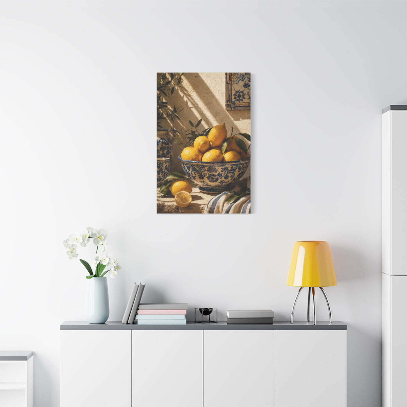 Mediterranean Lemon Still Life Ceramic Bowl Wall Art & Canvas Print